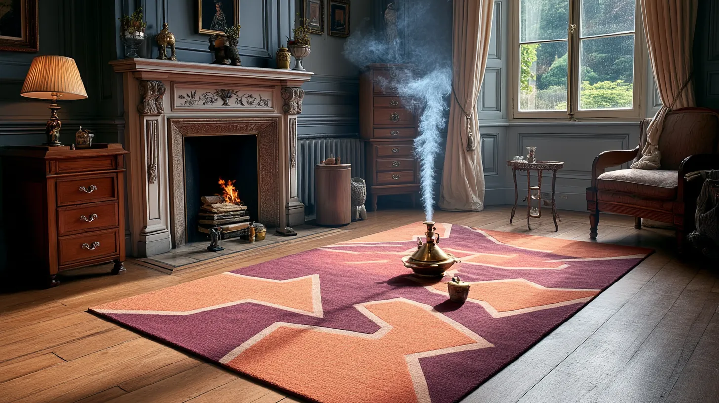 Tapis en fibres synthétiques dans un salon haussmannien parisien, lumière naturelle, ambiance luxe, illustrant l’entretien et le nettoyage doux sans l’abîmer.