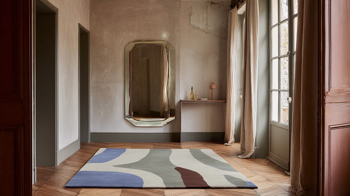 Artisan qui restaure nœud par nœud un tapis persan Kashan dans un atelier parisien, avec les fils de laine teints à la main disposés sur le métier.