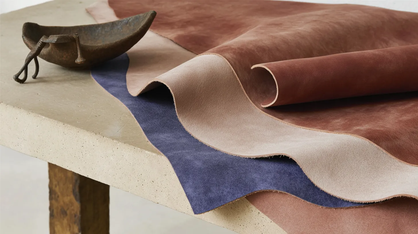 Différences de texture entre cuir pleine fleur et cuir reconstitué pour tapis en cuir.